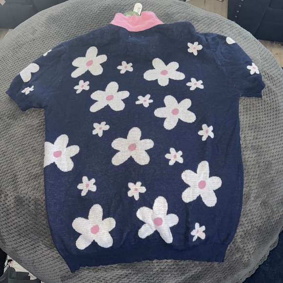 Retro 1970s Psychedelic Plus Flowers Cotton Causal Summer Polo Shirt Big Tall - Picture 6 of 6